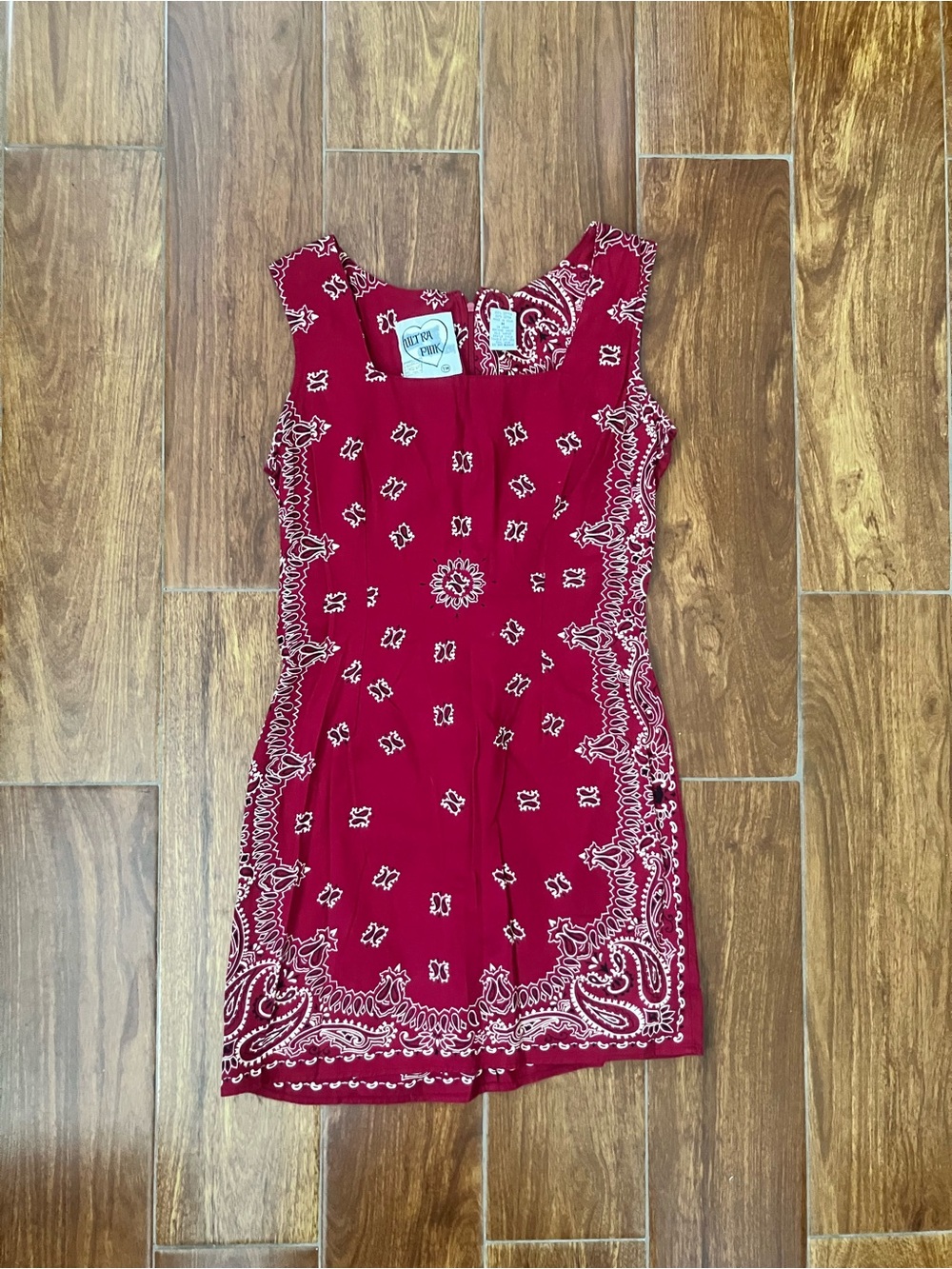 Ultra Pink Red Bandana-Print Mini Dress